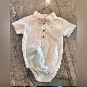 Tommy Bahama Baby Polo Onesie with Floral Bow Tie